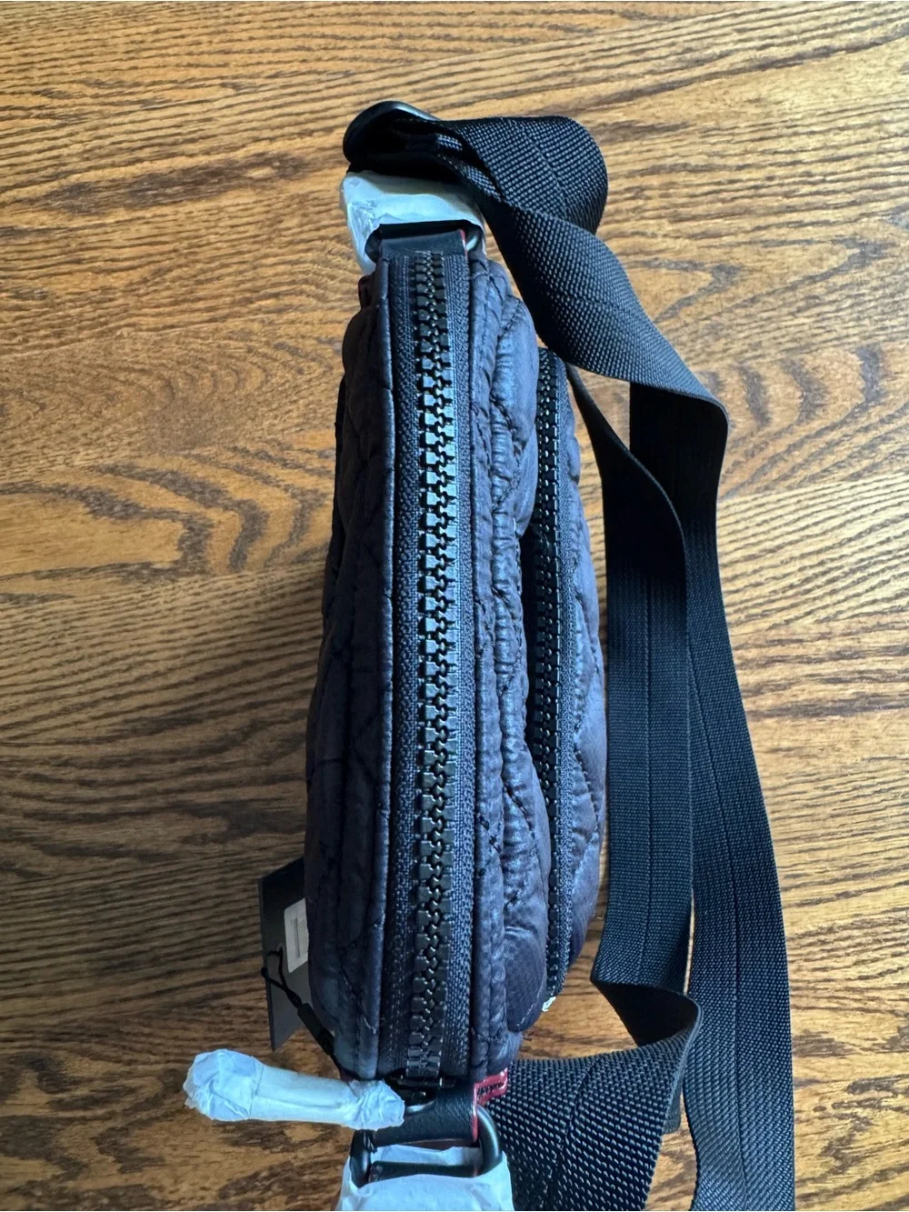 MZ Wallace Black Quilted Nylon Crossbody Messenger Bag